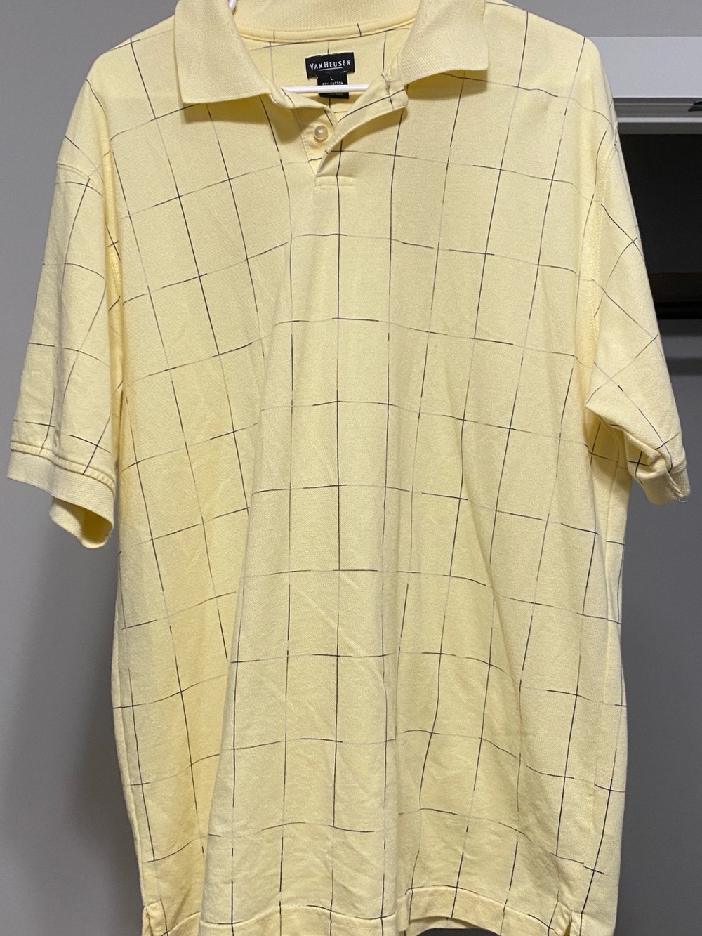 Van Heusen Pale Yellow Windowpane Polo